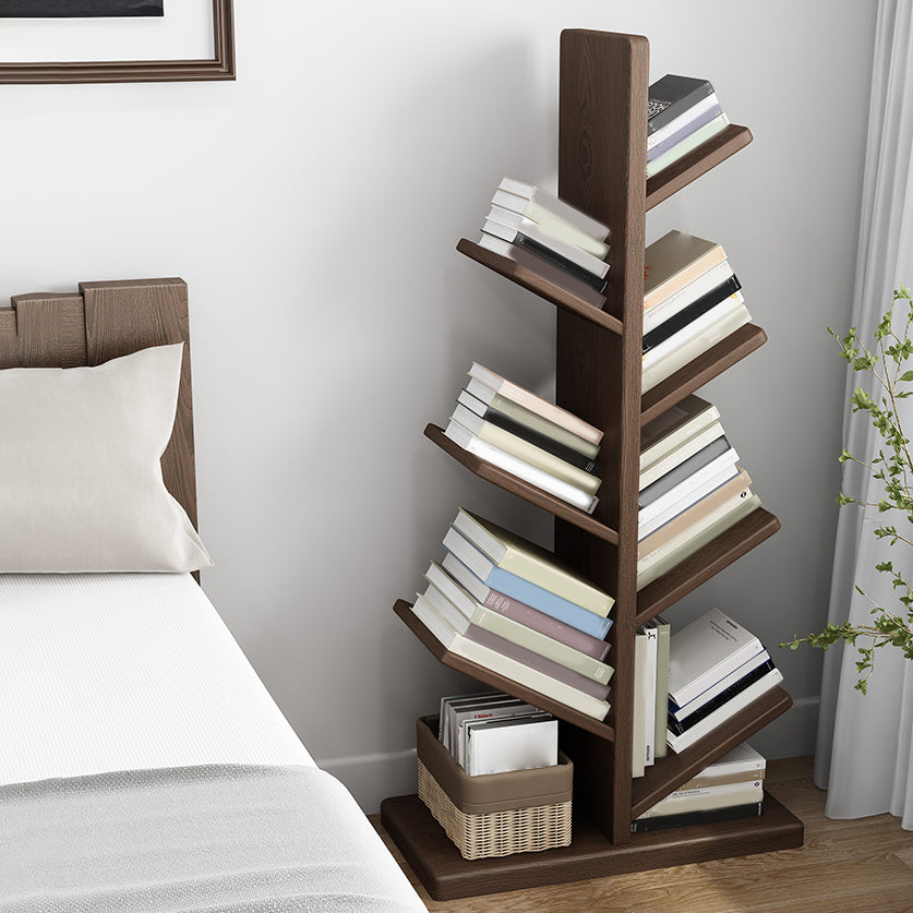 11.81" W Scandinavian Shelf Bookcase Antique Finish Bookshelf with Shelves