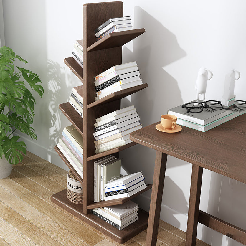 11.81" W Scandinavian Shelf Bookcase Antique Finish Bookshelf with Shelves