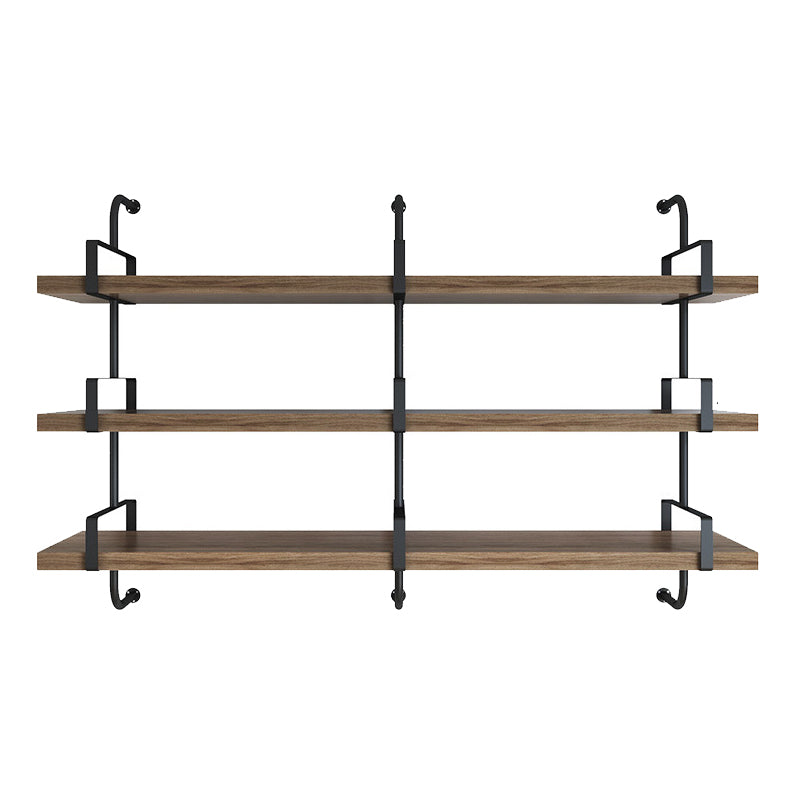 Natural Floating Bookcase Wooden Industrial Bookshelf with Shelves
