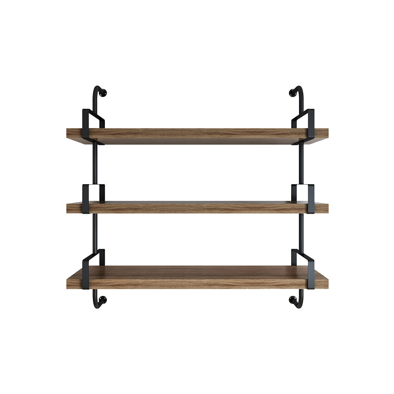 Natural Floating Bookcase Wooden Industrial Bookshelf with Shelves