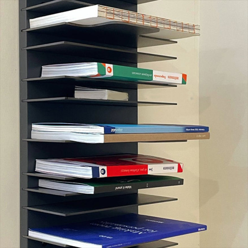 Industrial Closed Back Bookcase Floating Metal Bookshelf with Shelves