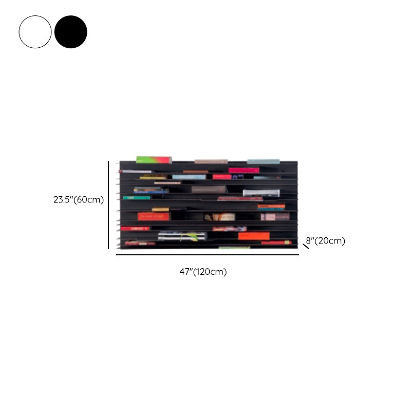 Industrial Closed Back Bookcase Floating Metal Bookshelf with Shelves