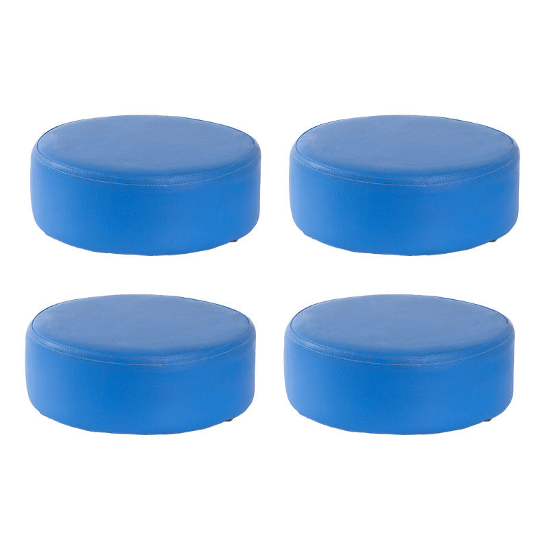 Modern Round Shape Pouf Leather Solid Color Pouf for Drawing Room