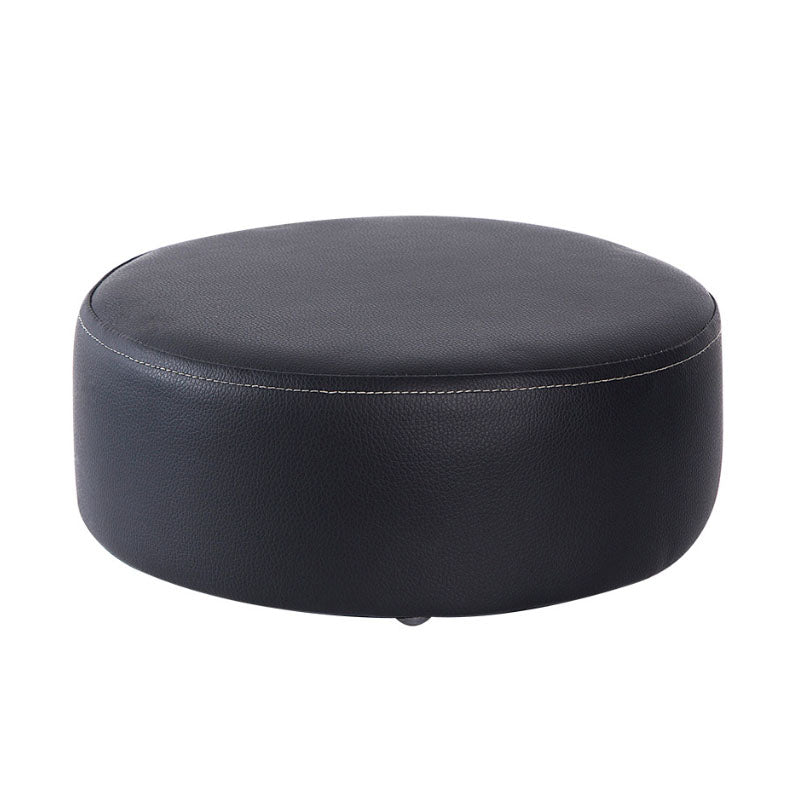 Modern Round Shape Pouf Leather Solid Color Pouf for Drawing Room