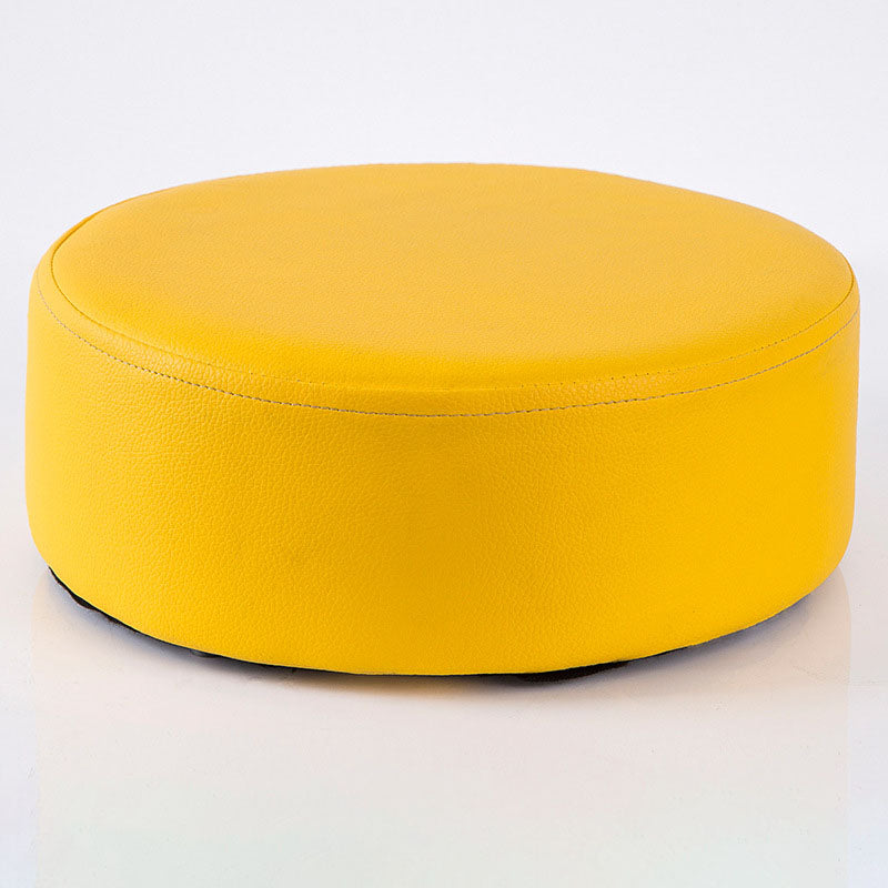 Modern Round Shape Pouf Leather Solid Color Pouf for Drawing Room
