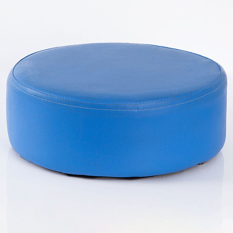 Modern Round Shape Pouf Leather Solid Color Pouf for Drawing Room