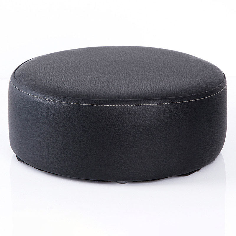 Modern Round Shape Pouf Leather Solid Color Pouf for Drawing Room