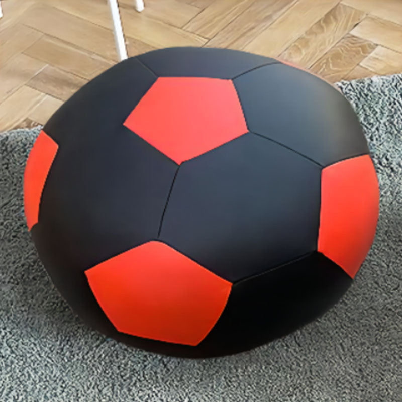 Modern Pouf Ottoman PU Leather Upholstered Geometric Print Spherical Ottoman