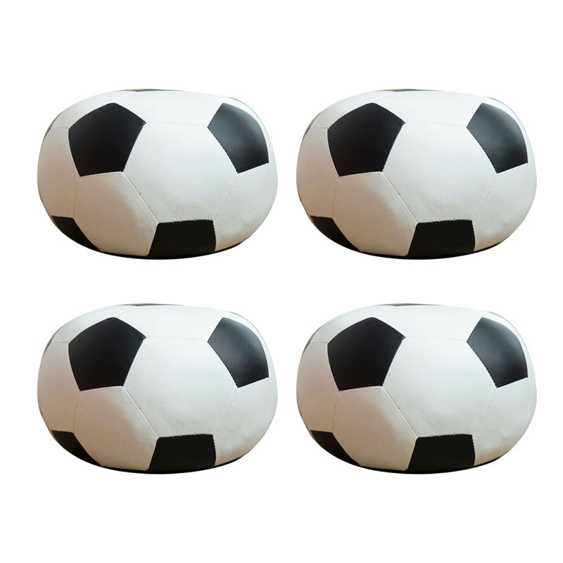 Modern Pouf Ottoman PU Leather Upholstered Geometric Print Spherical Ottoman