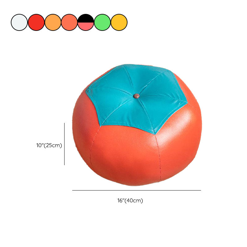 Modern Pouf Ottoman PU Leather Upholstered Geometric Print Spherical Ottoman