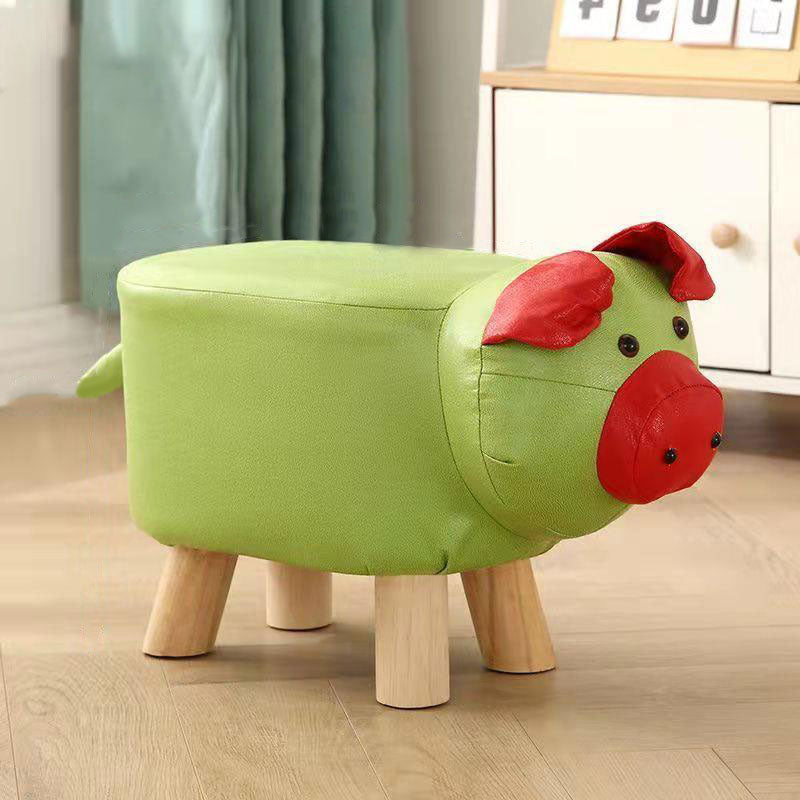 Contemporary Pouf Ottoman Cotton Upholstered Animal Shape Ottoman with Chair Legs