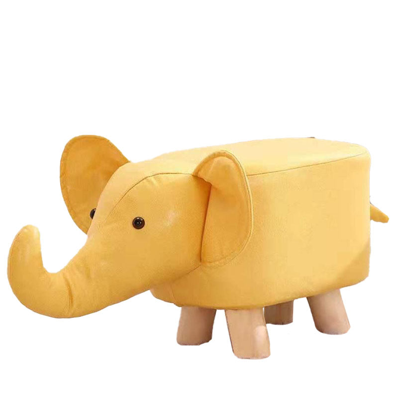 Contemporary Pouf Ottoman Cotton Upholstered Animal Shape Ottoman with Chair Legs