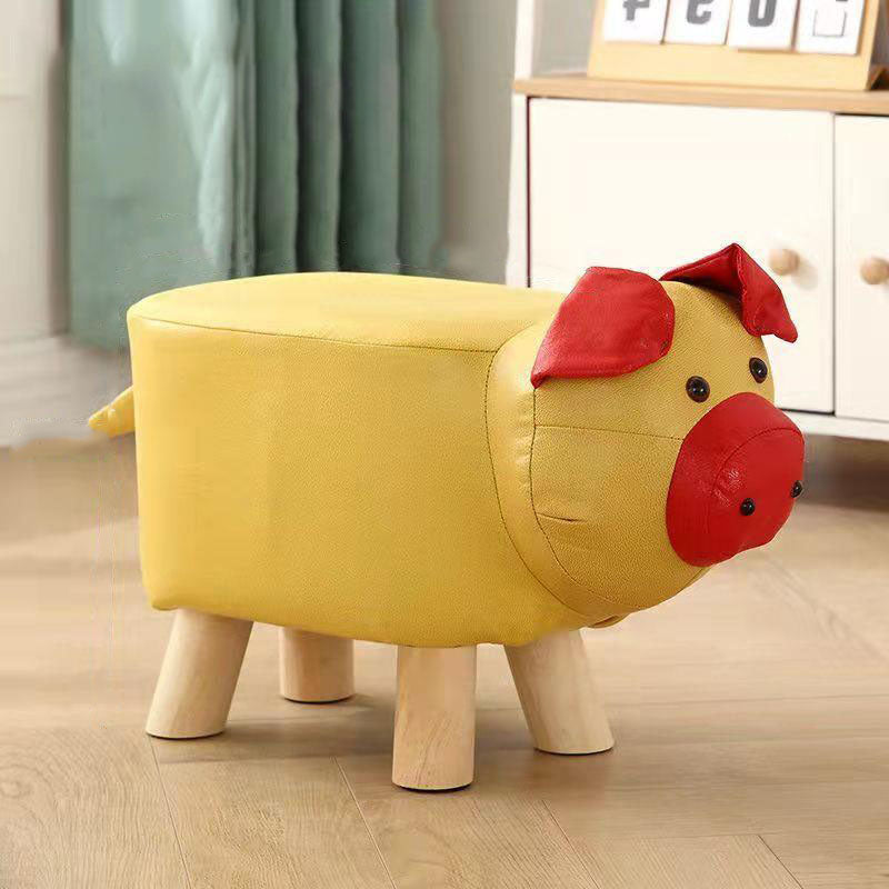 Contemporary Pouf Ottoman Cotton Upholstered Animal Shape Ottoman with Chair Legs
