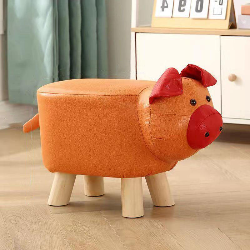 Contemporary Pouf Ottoman Cotton Upholstered Animal Shape Ottoman with Chair Legs