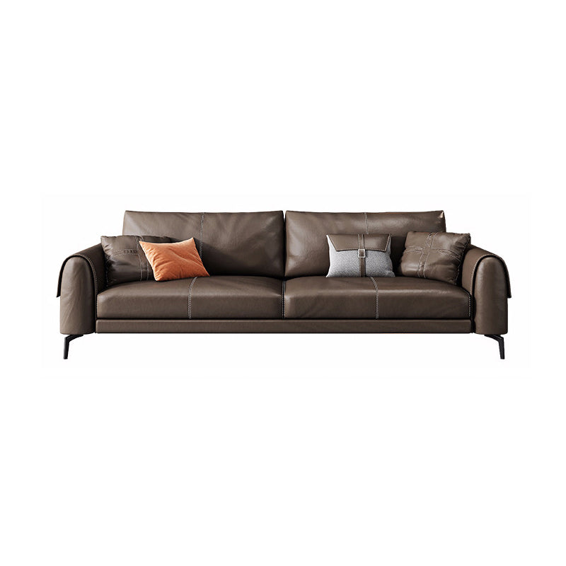 Vintage Sofa Dark Brown Pillows Rolled Arm Living Room Settee