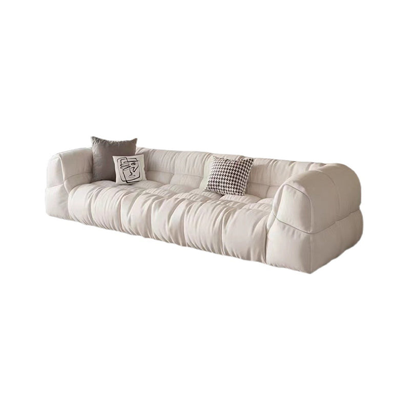 Contemporary White Cushions Tuxedo Arm Living Room Standard Settee