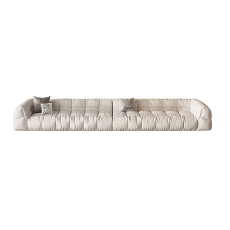 Contemporary White Cushions Tuxedo Arm Living Room Standard Settee