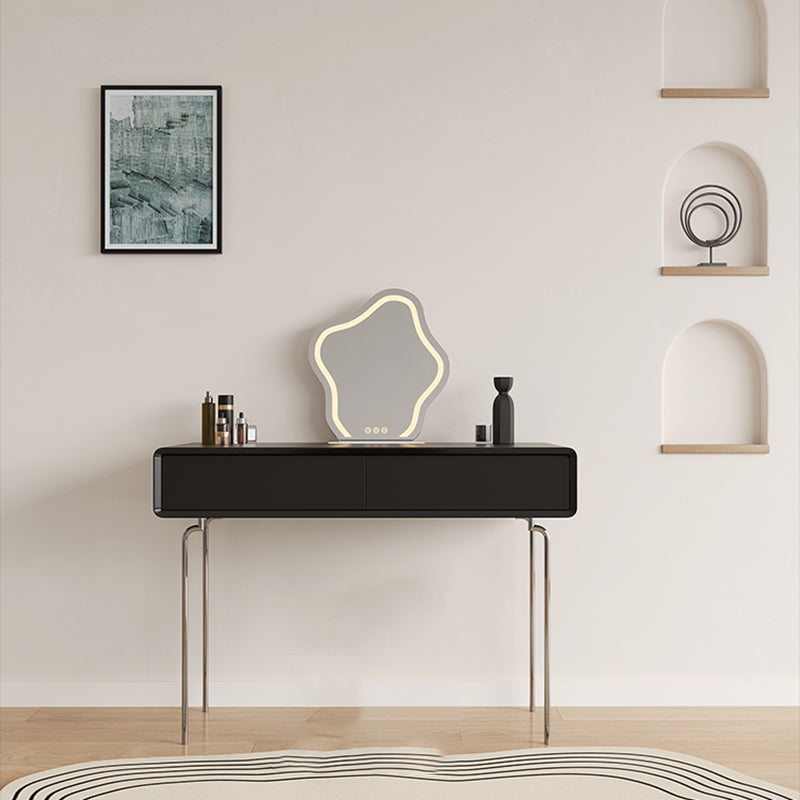 Wood Standing Makeup Vanity Set Lighted Mirror Makeup Vanity