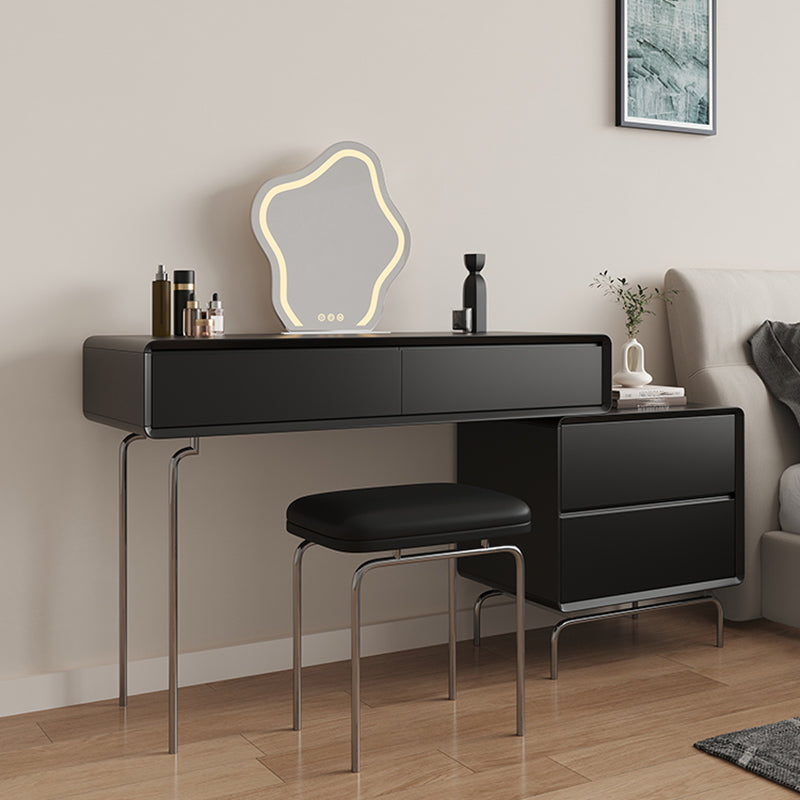 Wood Standing Makeup Vanity Set Lighted Mirror Makeup Vanity