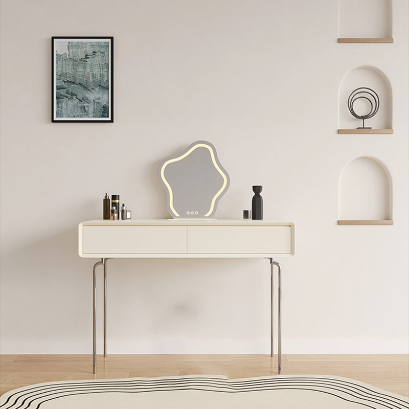 Wood Standing Makeup Vanity Set Lighted Mirror Makeup Vanity