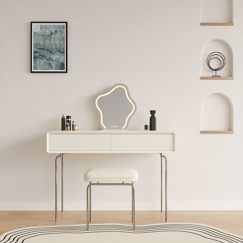 Wood Standing Makeup Vanity Set Lighted Mirror Makeup Vanity