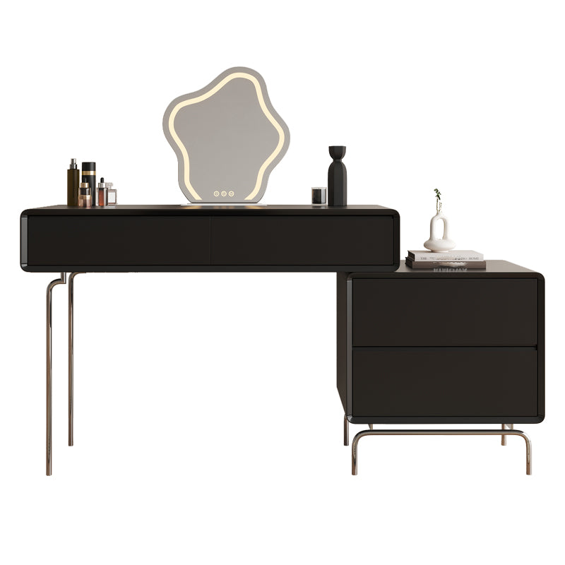 Wood Standing Makeup Vanity Set Lighted Mirror Makeup Vanity