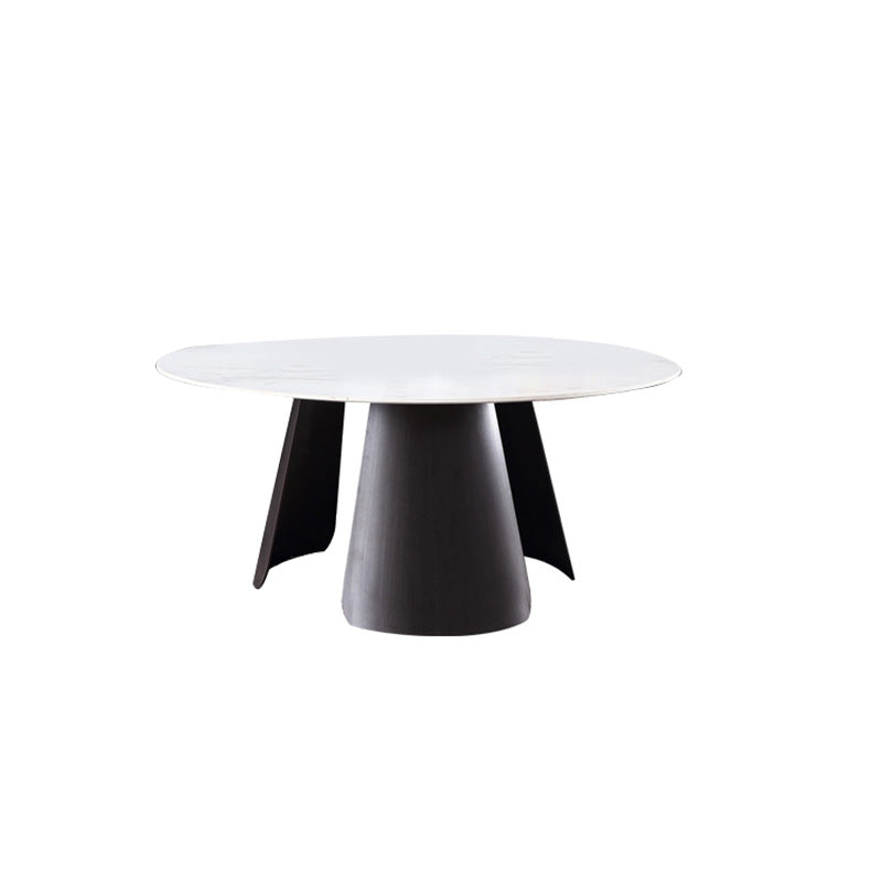 2-Piece Slate Round Coffee Table Set Modern White Simple Cocktail Table