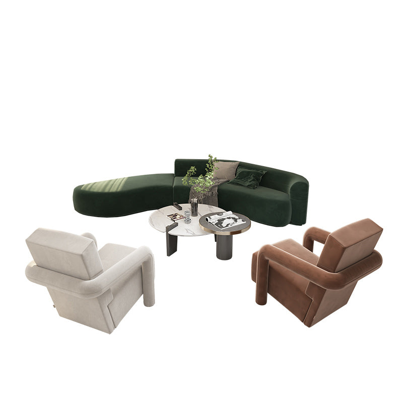 Velvet Sectional Sofa Contemporary Coffee Sofa for Living Room