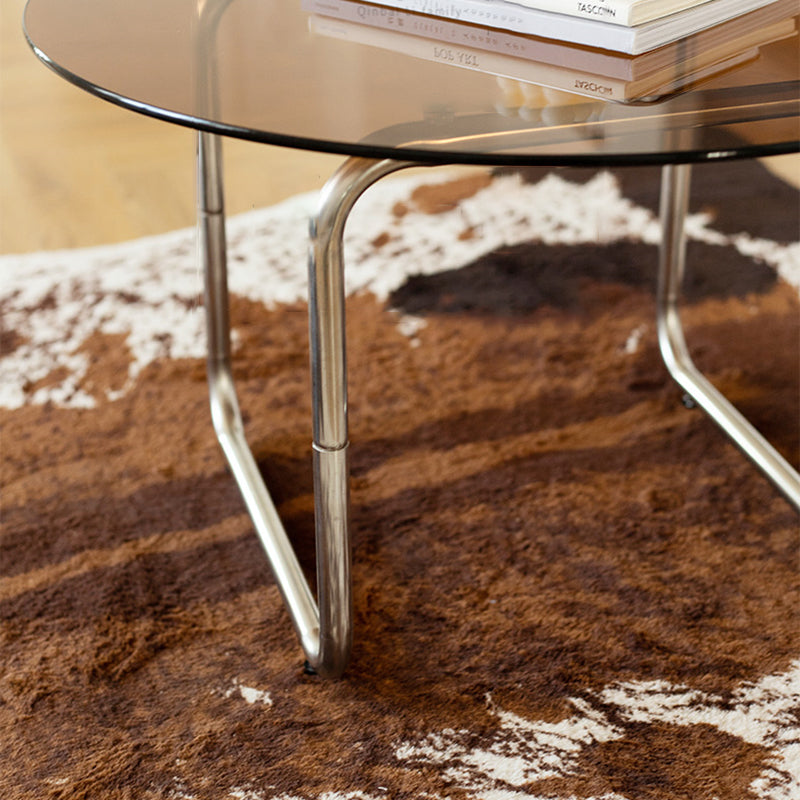 Modern Glass Coffee Table Round Sled Coffee Table for Living Room