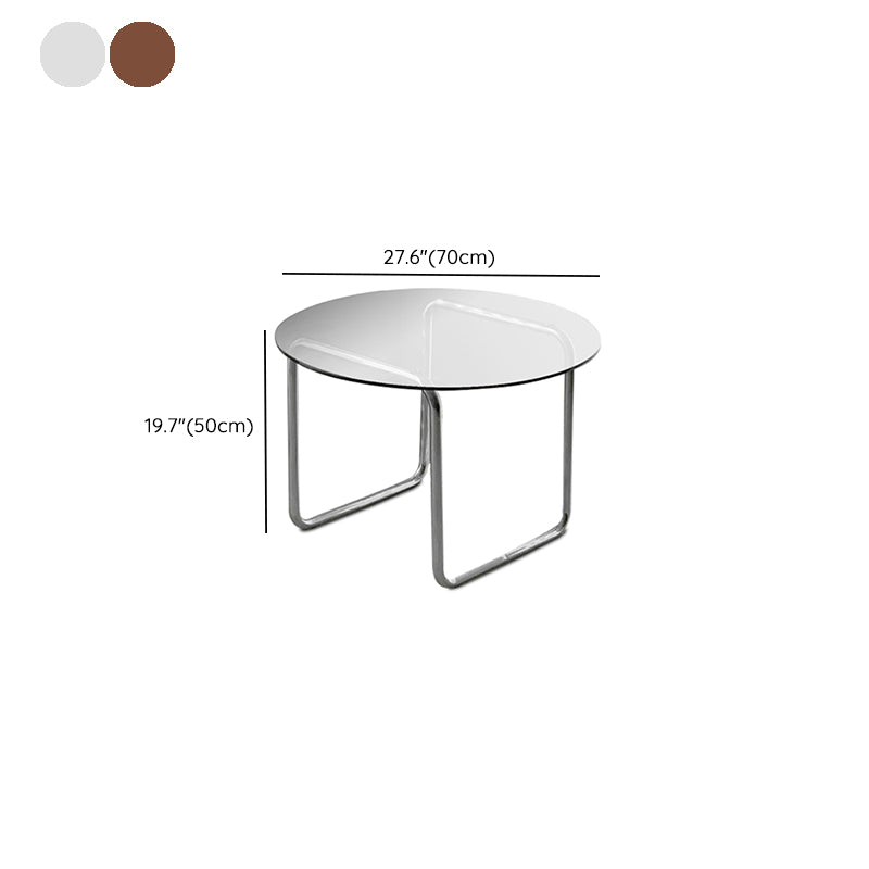 Modern Glass Coffee Table Round Sled Coffee Table for Living Room
