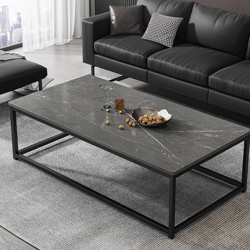 Modern Simple 1 Single Cocktail Table Rectangular Frame Coffee Table with Storage Shelf