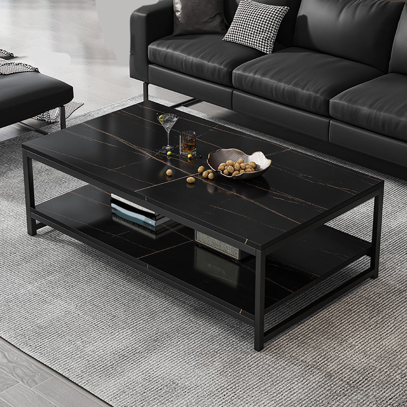 Modern Simple 1 Single Cocktail Table Rectangular Frame Coffee Table with Storage Shelf