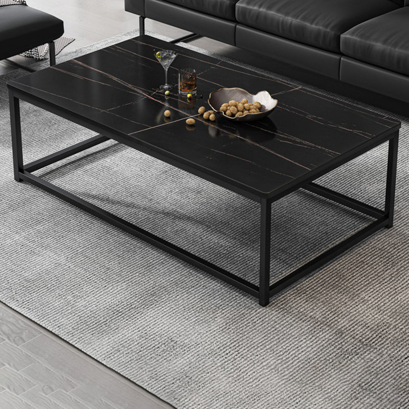 Modern Simple 1 Single Cocktail Table Rectangular Frame Coffee Table with Storage Shelf