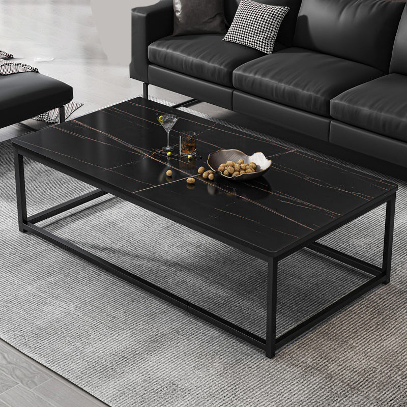 Modern Simple 1 Single Cocktail Table Rectangular Frame Coffee Table with Storage Shelf