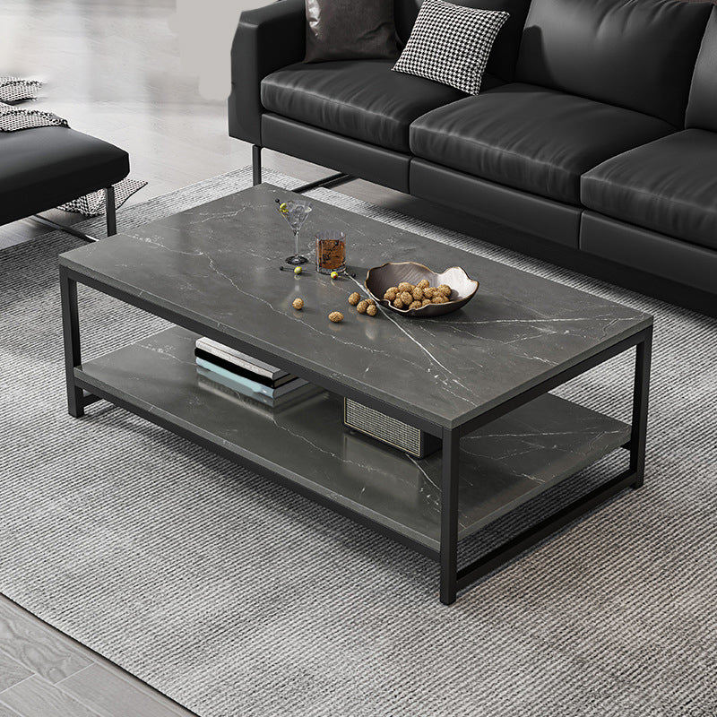 Modern Simple 1 Single Cocktail Table Rectangular Frame Coffee Table with Storage Shelf
