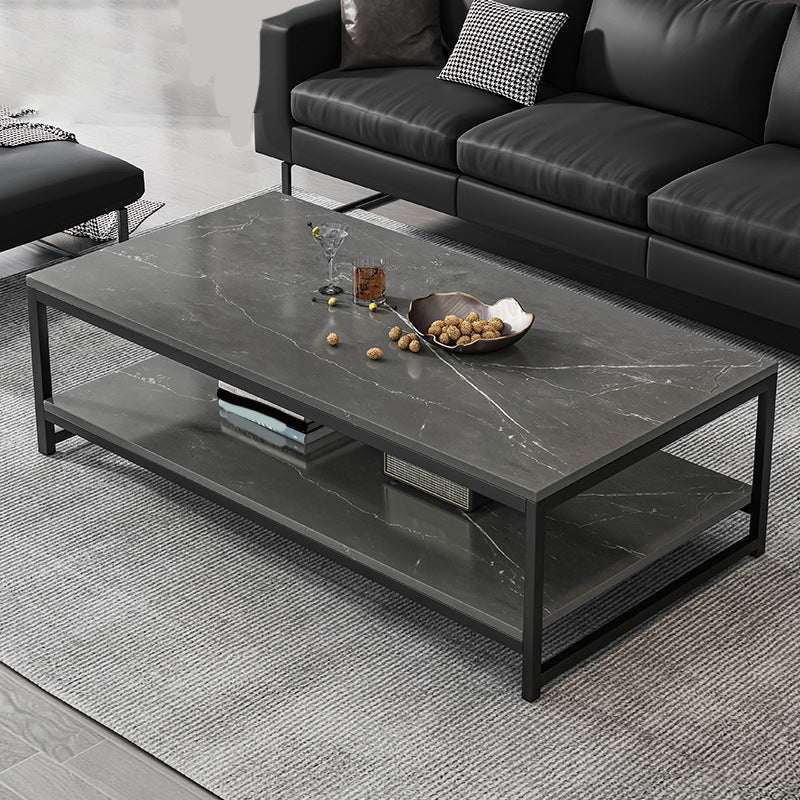 Modern Simple 1 Single Cocktail Table Rectangular Frame Coffee Table with Storage Shelf