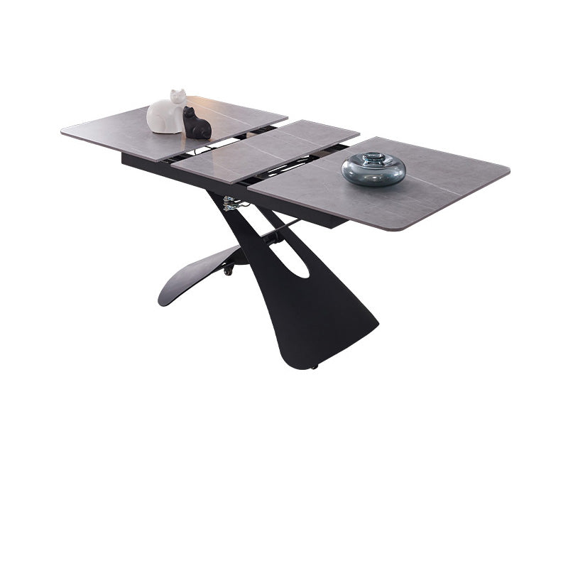 Cross Legs Rectangular Slate Coffee Table with Adjustable Height