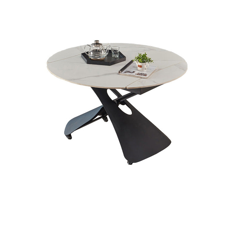 Glam Adjustable Height Coffee Table Slate Cross Legs Cocktail Table