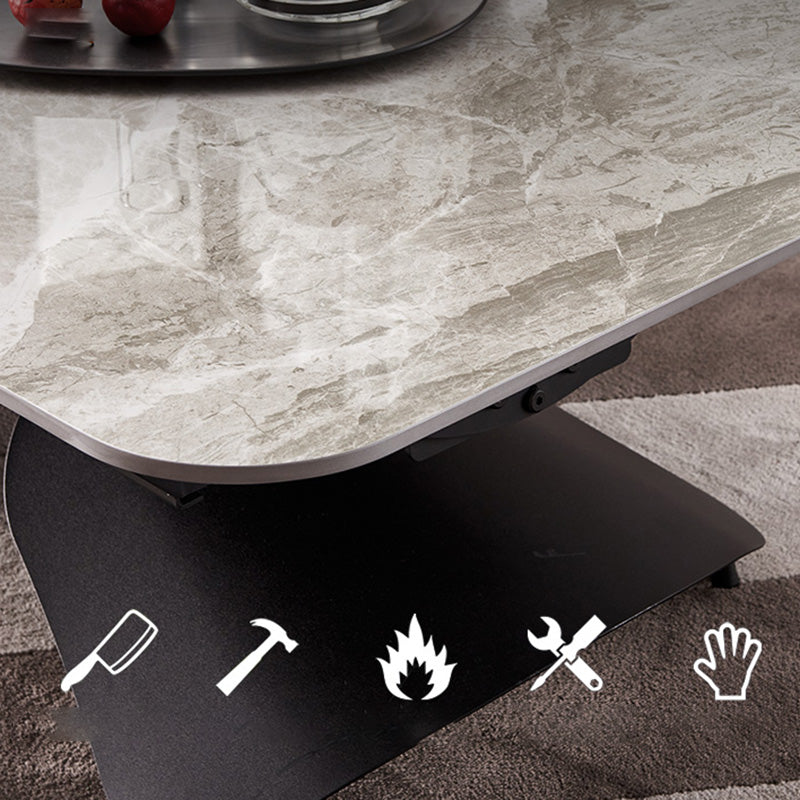 Glam Adjustable Height Coffee Table Slate Cross Legs Cocktail Table