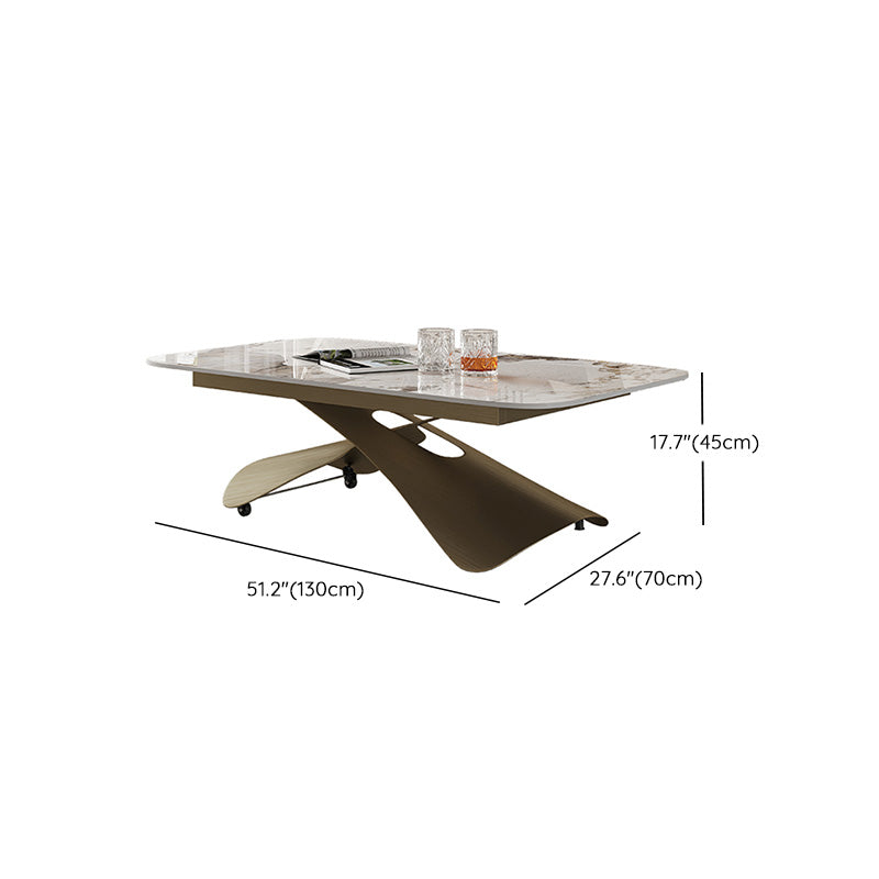 Glam Adjustable Height Coffee Table Slate Cross Legs Cocktail Table
