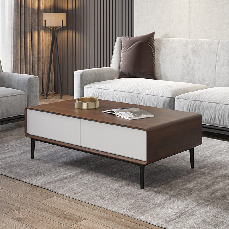 15"H Contemporary Coffee Table Single Coffee Cocktail Table with Storage
