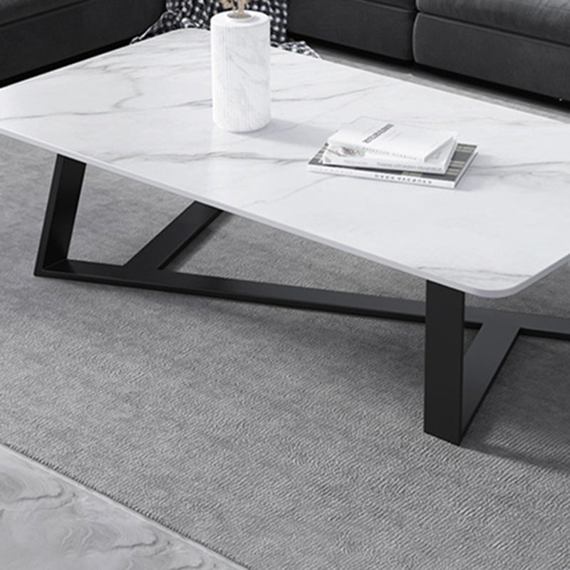 17"H Contemporary Coffee Table Single Slate Coffee Cocktail Table