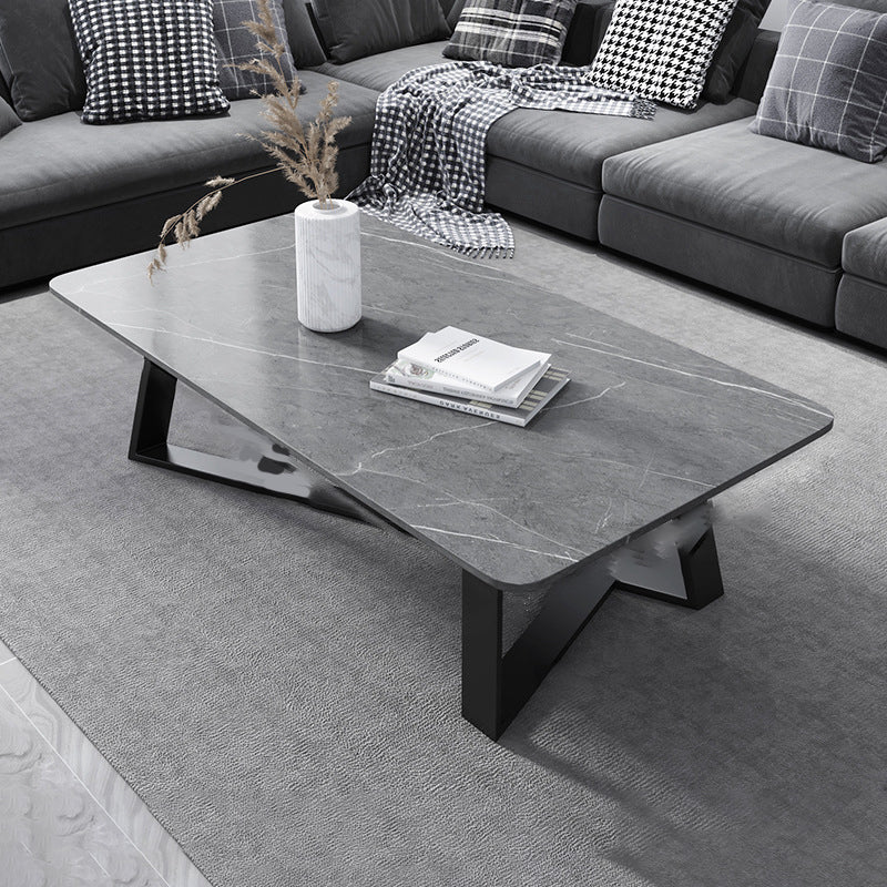 17"H Contemporary Coffee Table Single Slate Coffee Cocktail Table