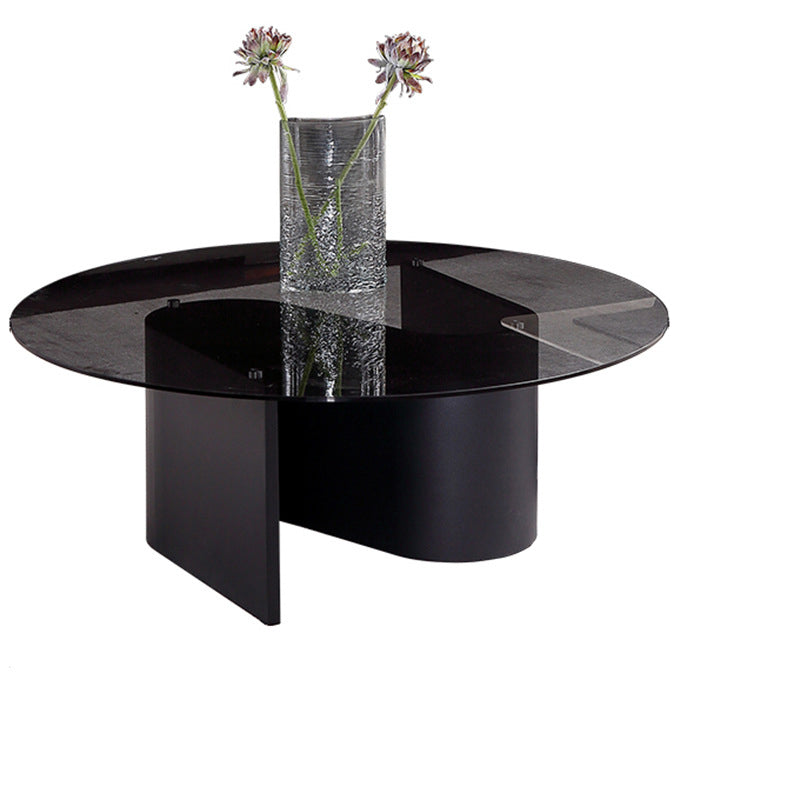 Modern Round Coffee Table Glass Top Pedestal Coffee Table Set