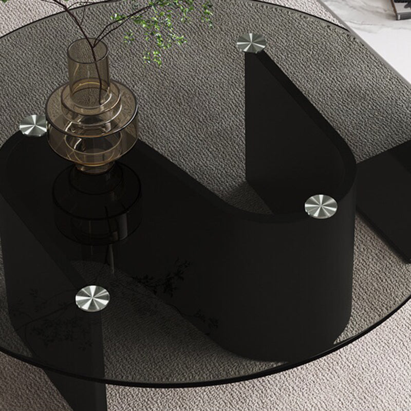 Modern Round Coffee Table Glass Top Pedestal Coffee Table Set