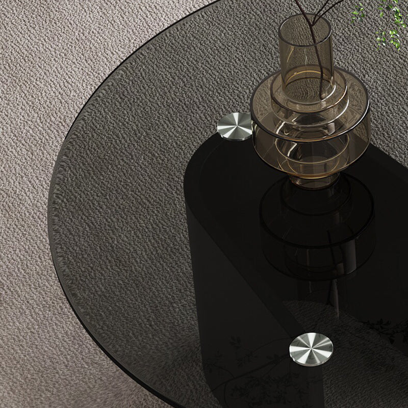 Modern Round Coffee Table Glass Top Pedestal Coffee Table Set