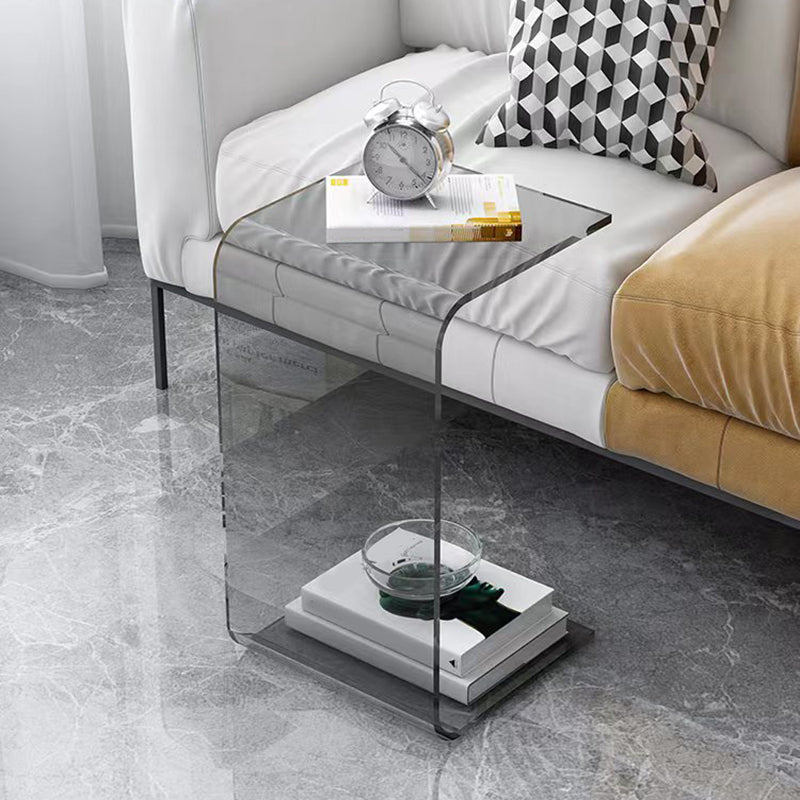 Acrylic Living Room Side Table Square C-shape Side End Snack Table