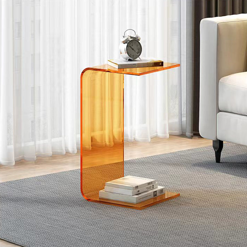 Acrylic Living Room Side Table Square C-shape Side End Snack Table