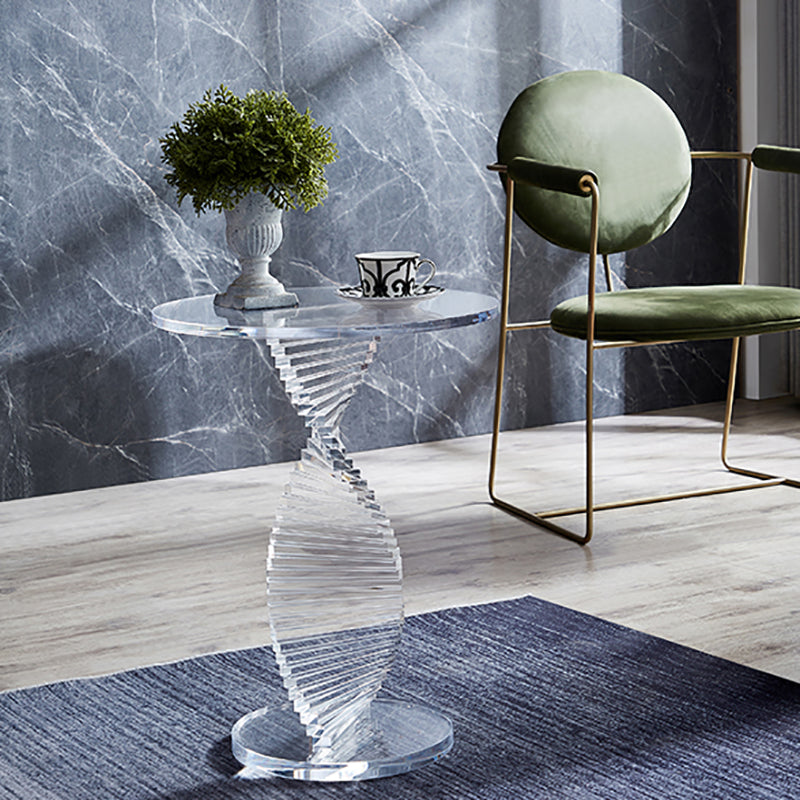 18" Wide Glam Side Table Acrylic Pedestal Clear Accent Side Table
