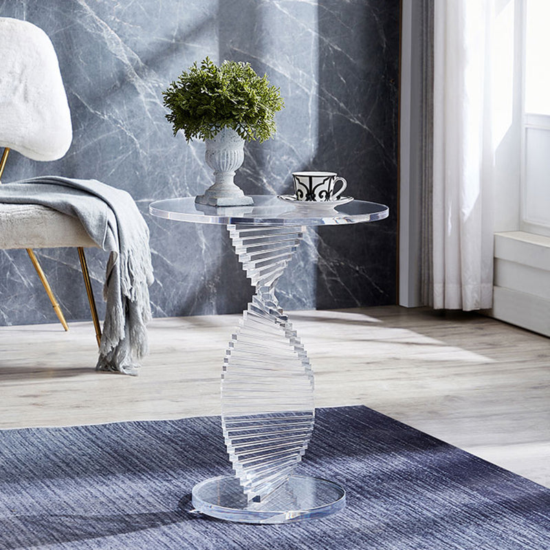 18" Wide Glam Side Table Acrylic Pedestal Clear Accent Side Table